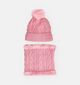 Via Limone Roze Kabelgebreide Muts en Colsjaal (Set) voor meisjes (367437)