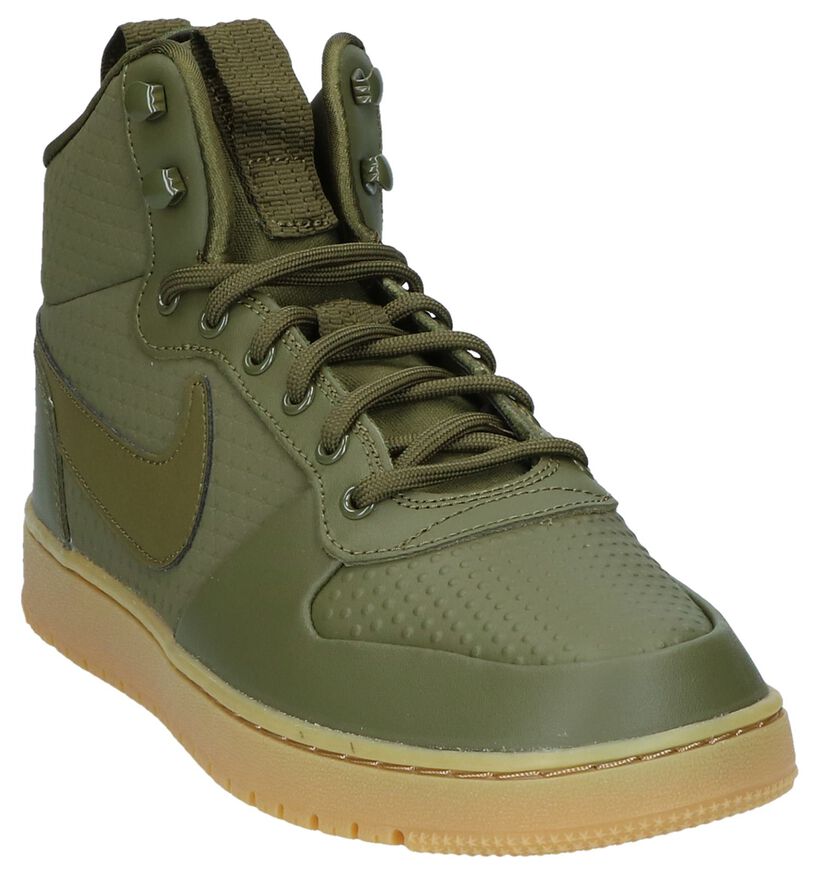 Nike Ebernon Baskets hautes en Vert kaki en cuir (234897)