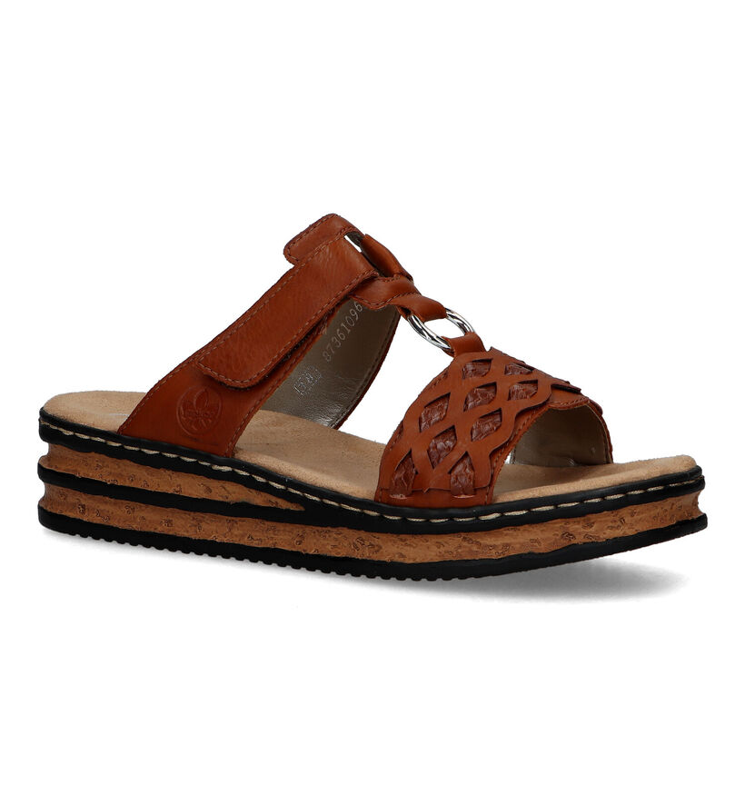 Rieker Cognac Slippers met sleehak voor dames (354946)