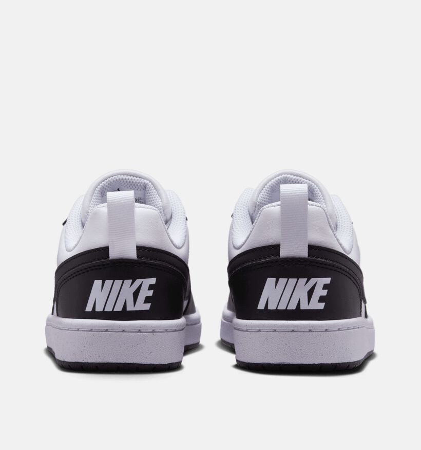 Nike Court Borough Low Baskets en Noir/Blanc pour filles, gar&ccedil;ons (381047) - pour semelles orthop&eacute;diques