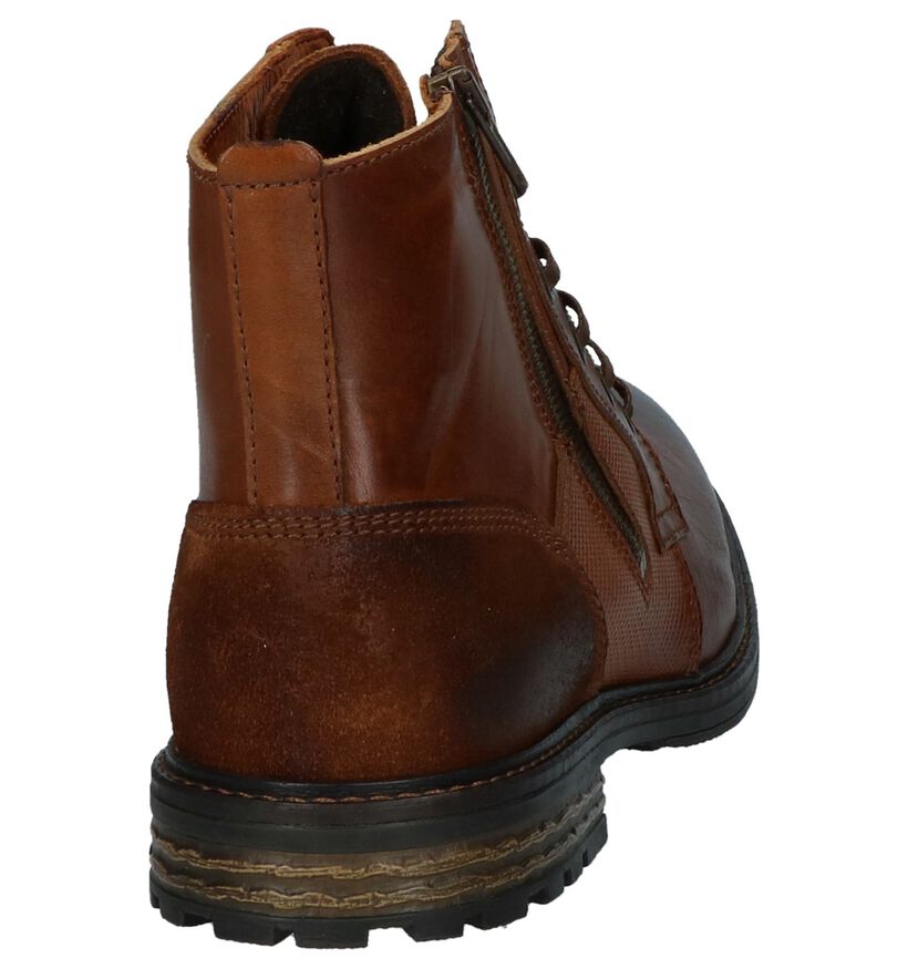 Cognac Boots met Rits/Veter River Woods Kola in leer (231707)