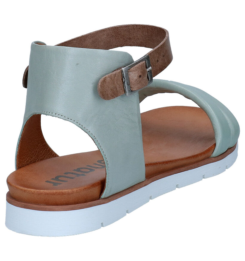 Signatur Sandales plates en Bleu clair en cuir (293035)