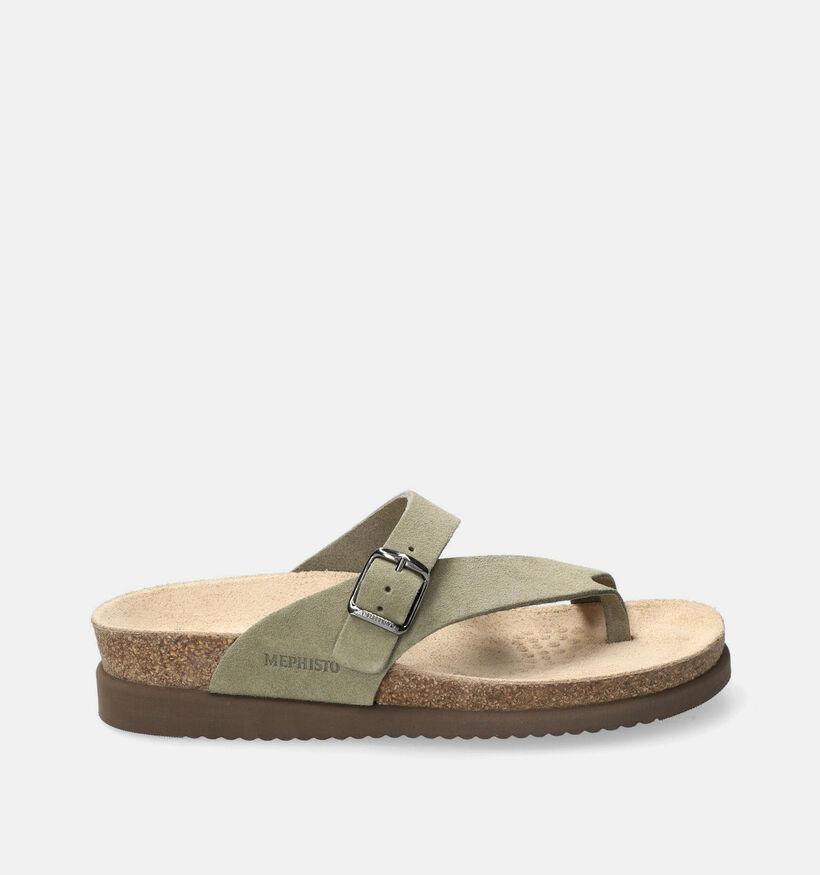 Mephisto Helen Tongs en Vert kaki pour femmes (369948)