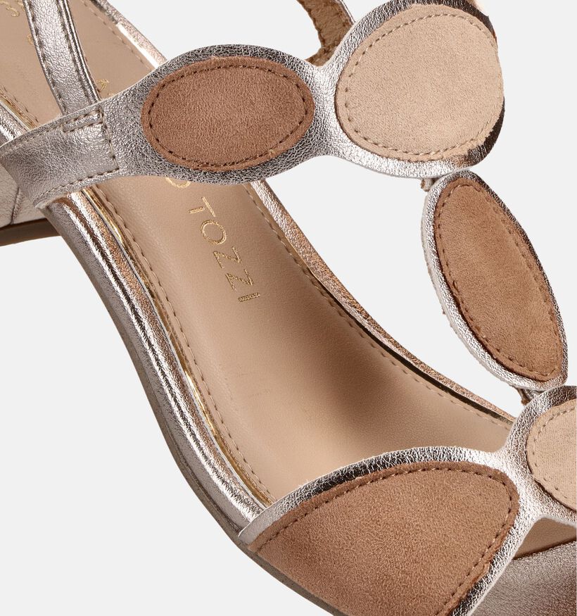 Marco Tozzi Sandales &agrave; talons en Or pour femmes (371860)