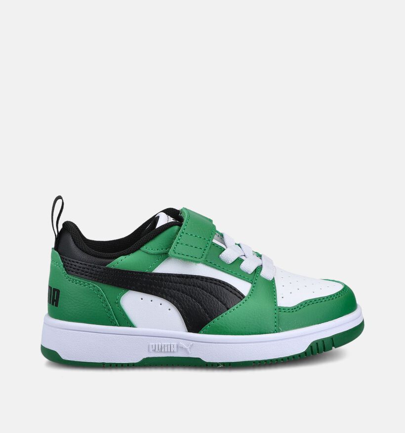 Puma Rebound V6 Baskets basses en Vert pour filles, gar&ccedil;ons (366649) - pour semelles orthop&eacute;diques