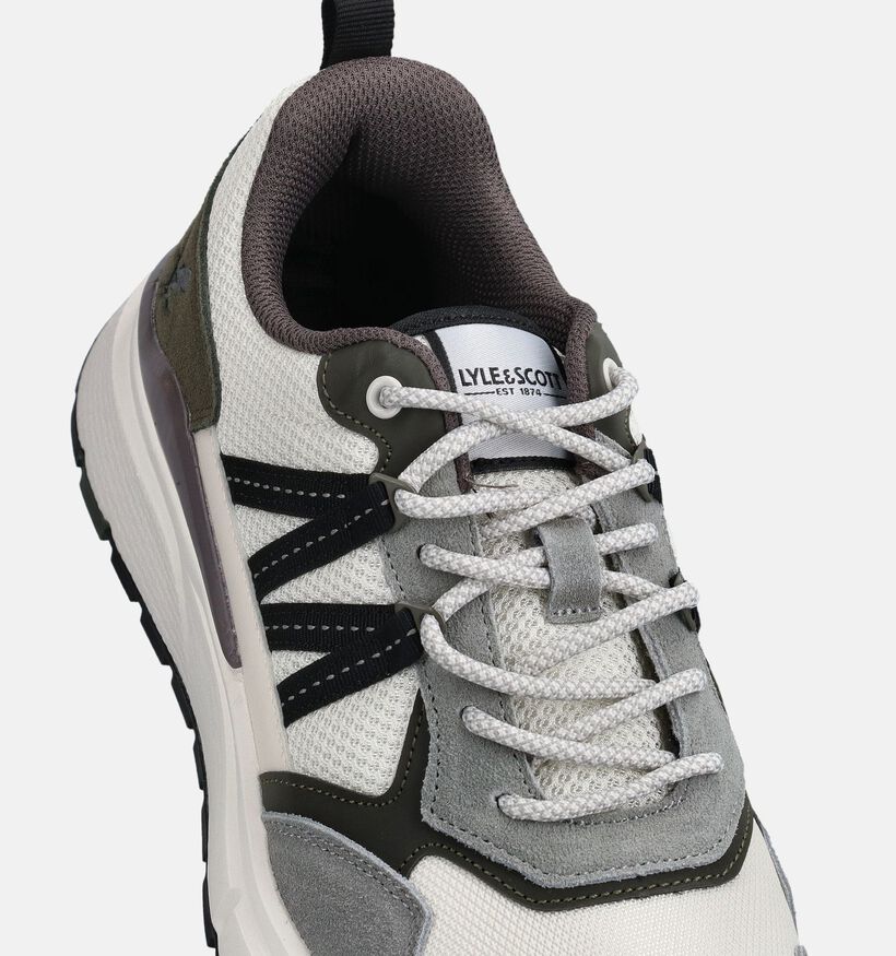 Lyle & Scott Lennox Baskets basses en Ecru/Gris pour hommes (369043) - pour semelles orthop&eacute;diques