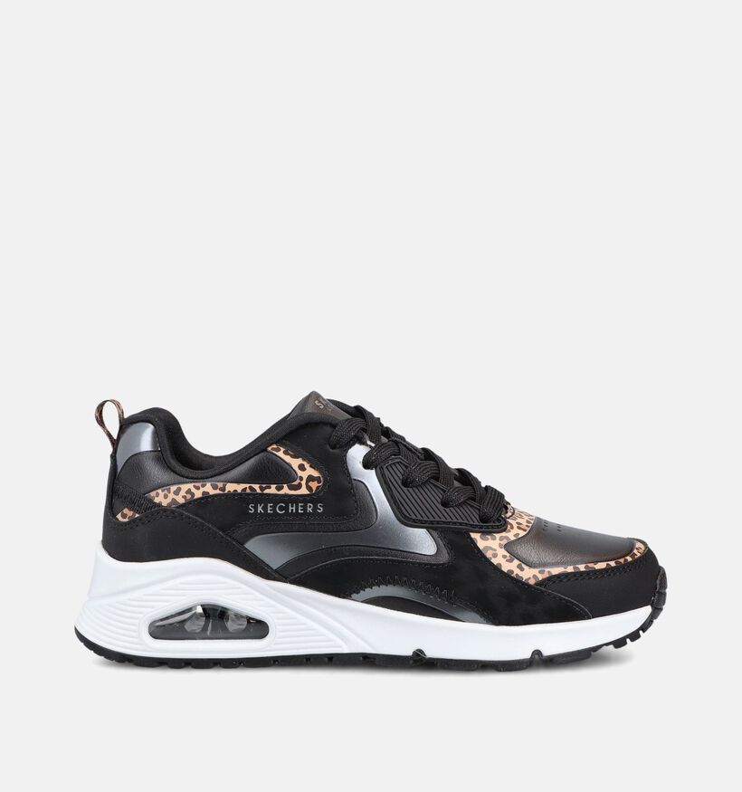 Skechers Uno Leopard Baskets basses en Noir pour filles (375708)