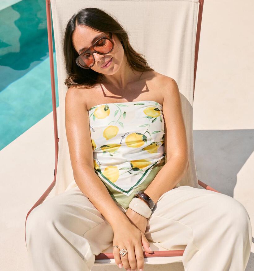 Vila x Loredana Scaffi Lemp Satin Witte/Groene Sjaal voor dames (375152)