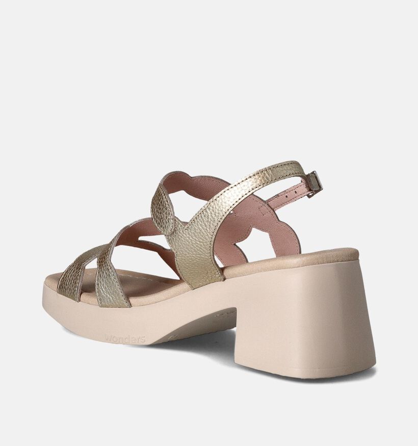 Wonders Gouden Sandalen met blokhak voor dames (357830)