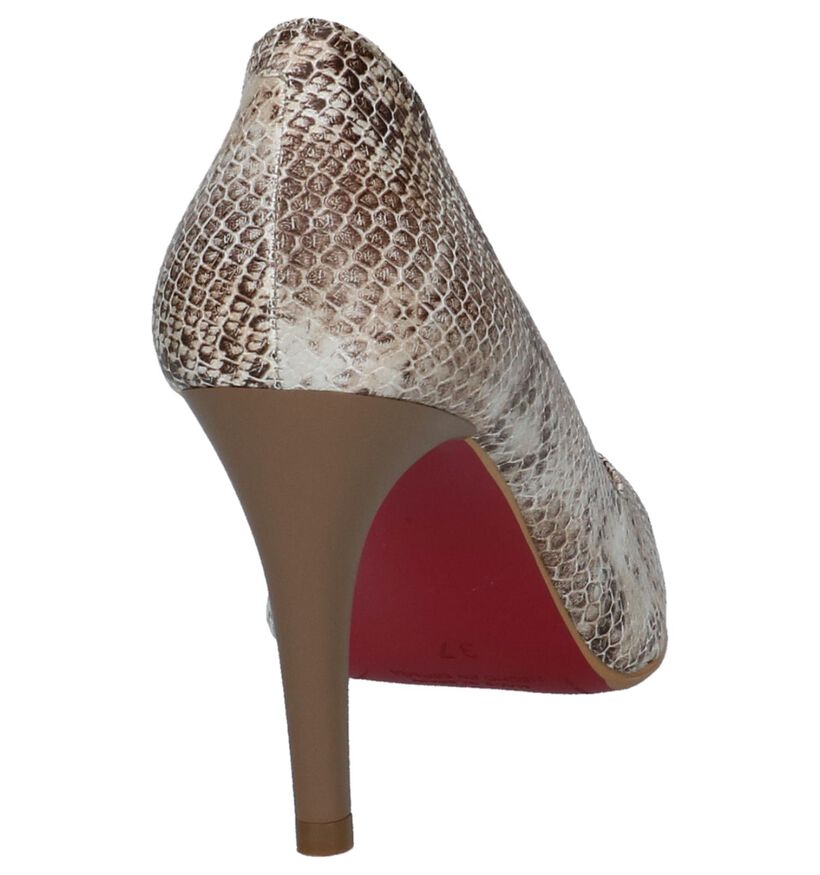 Giulia Beige Pumps met Slangenprint, , pdp