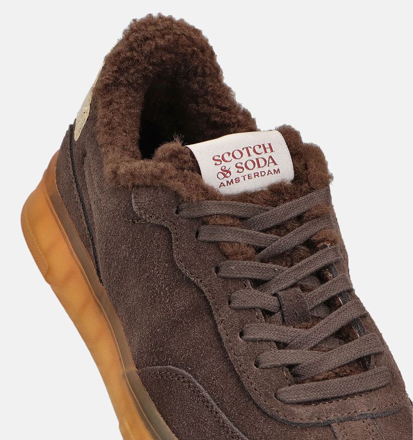 Scotch & Soda Nixie Donkerbruine Sneakers voor dames (362059) - geschikt voor steunzolen