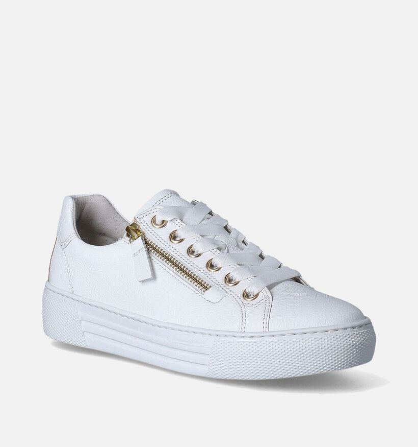 Gabor OptiFit Witte Veterschoenen voor dames (352095) - geschikt voor steunzolen