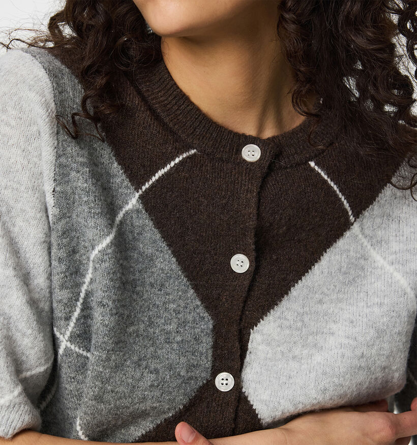 Pieces Sally Gilet en Brun/Gris pour femmes (379324)