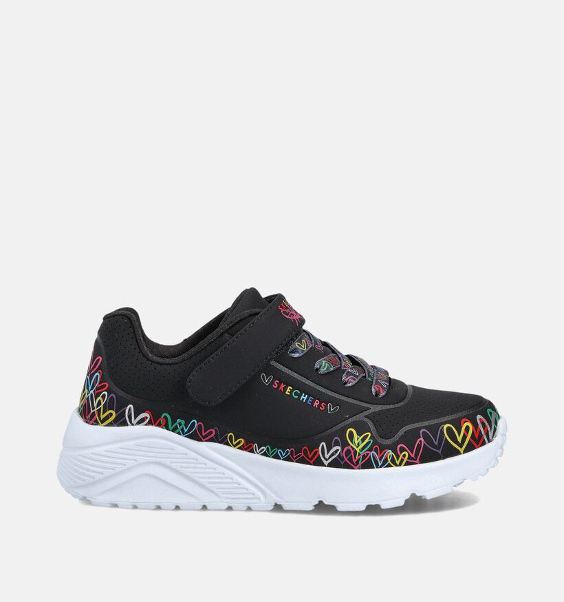 Skechers Uno Lite Heart Zwarte Sneakers voor meisjes (366294)