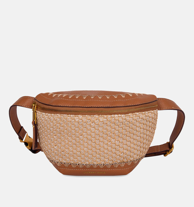 Laurent David Sac banane en Beige/Cognac pour femmes (373940)