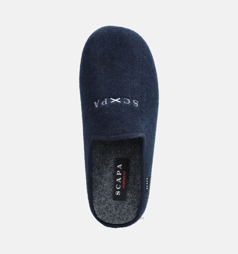 Scapa Pantoufles ouvertes en Bleu fonc&eacute; pour hommes (381016) - pour semelles orthop&eacute;diques