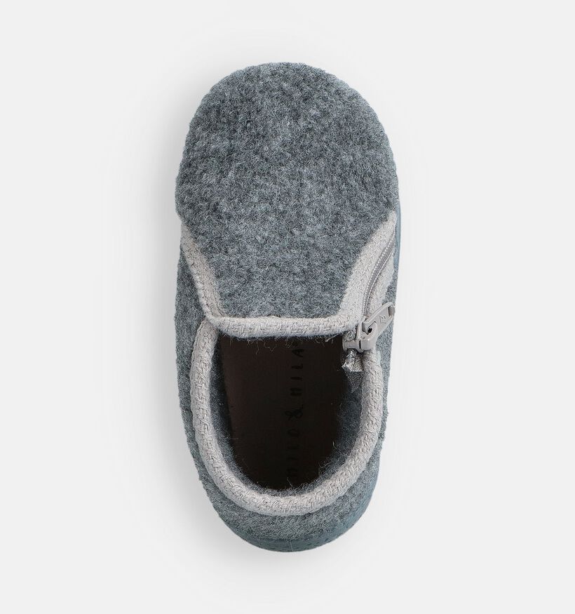 Milo & Mila Xadag Grijze Pantoffels voor jongens, meisjes (364925) - geschikt voor steunzolen