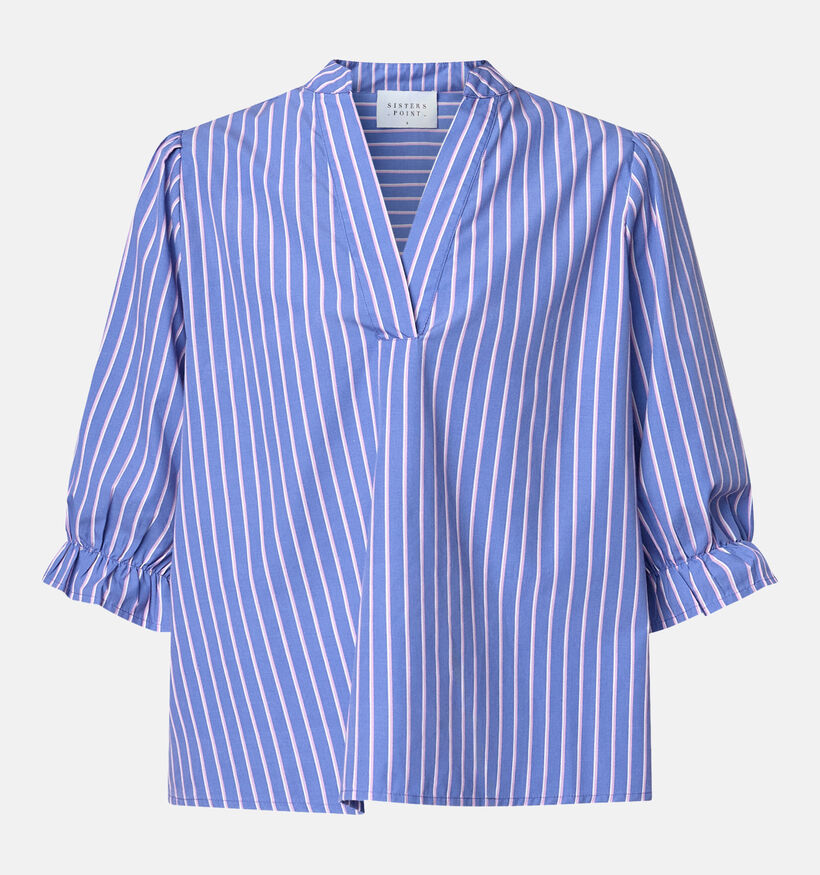Sisters Point Venny Blauwe/Witte Gestreepte Blouse voor dames (384469)