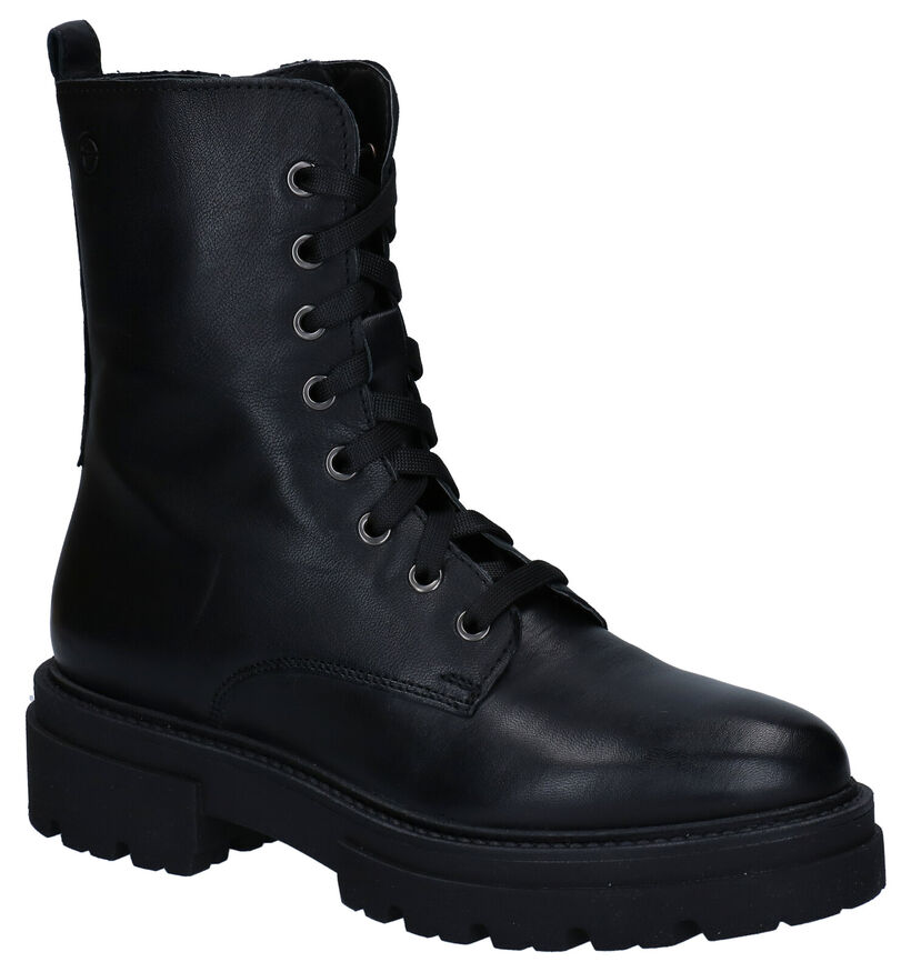 Tamaris Boots à lacets en Noir en cuir (290908)