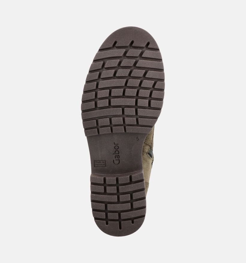 Gabor Comfort Kakigroene Boots met Veters en Rits voor dames (380069) - geschikt voor steunzolen
