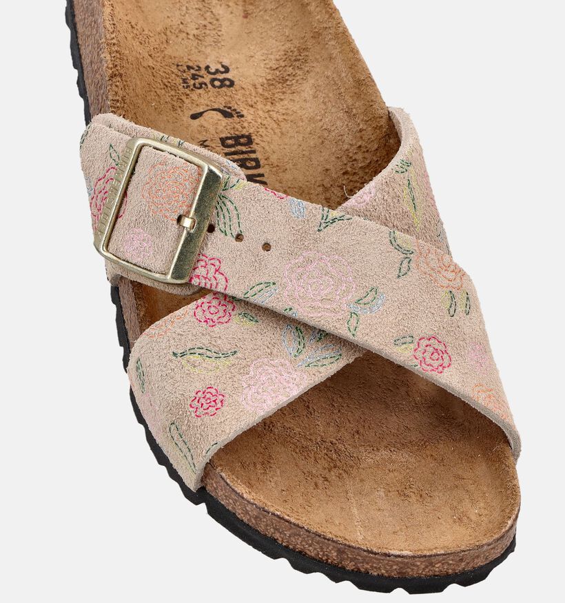 Birkenstock Siena Suede Leather Nu-pieds plates en Beige fonc&eacute; pour femmes (368226)