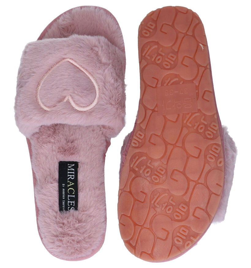Miracles Annelien Pantoufles en Rose en textile (289570)