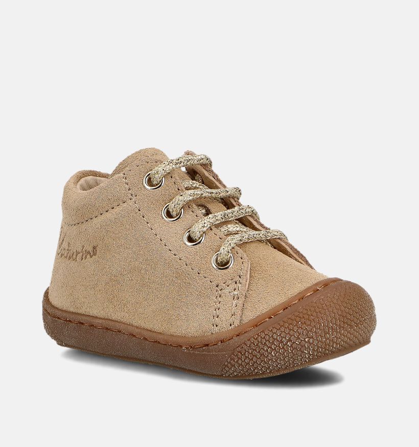 Naturino Cocoon Zip Suede Gouden Babyschoenen voor meisjes (364265) - geschikt voor steunzolen