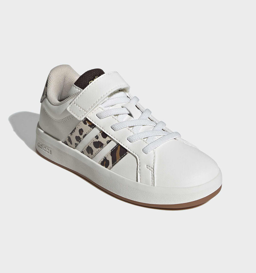 adidas Grand Court 3.0 Witte/Leopard Sneakers voor meisjes (366957) - geschikt voor steunzolen