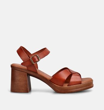 Hee Sandalen Zwart/Cognac