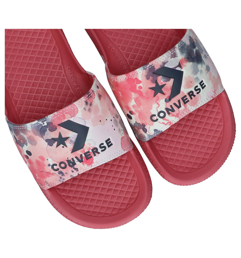 Converse AS Slide Claquettes de piscine en Rose en simili cuir (291069)