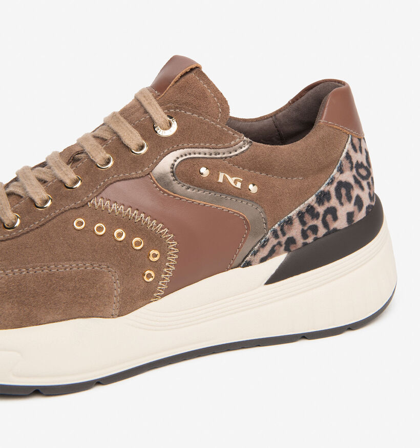 NeroGiardini Baskets en Beige fonc&eacute; pour femmes (379349) - pour semelles orthop&eacute;diques