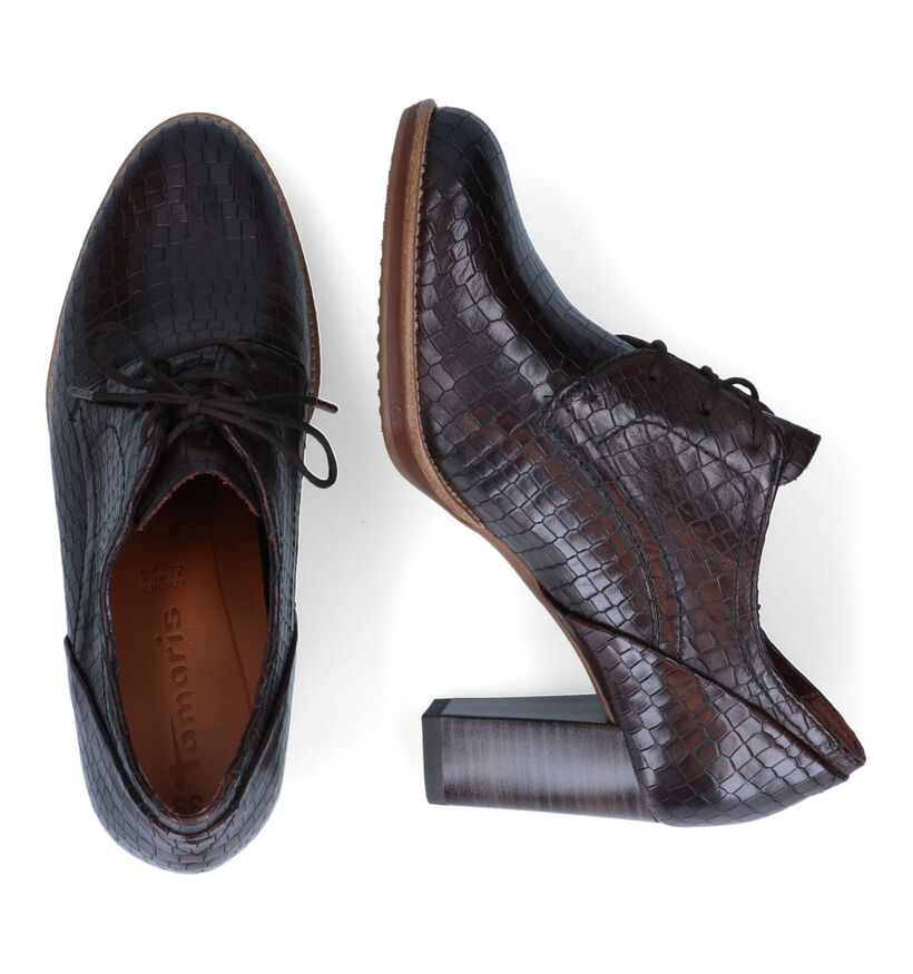 Tamaris Cognac Veterpumps in leer (315384)
