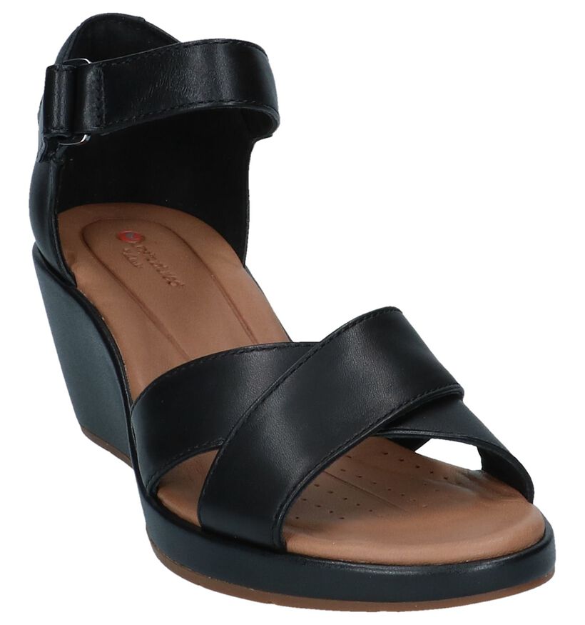 Zwarte Sandalen Unstructured by Clarks in leer (241581)