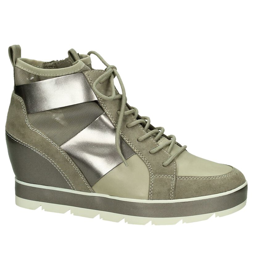 Tamaris Taupe Sneakers met Sleehak, , pdp