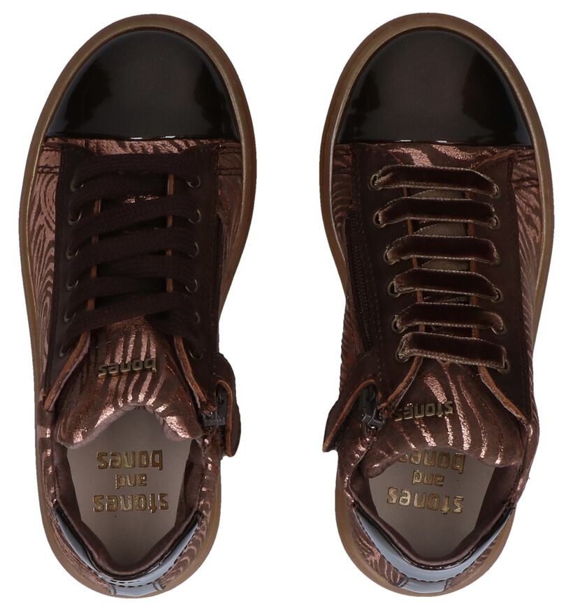 STONES and BONES Chaussures hautes en Brun foncé en cuir (255501)