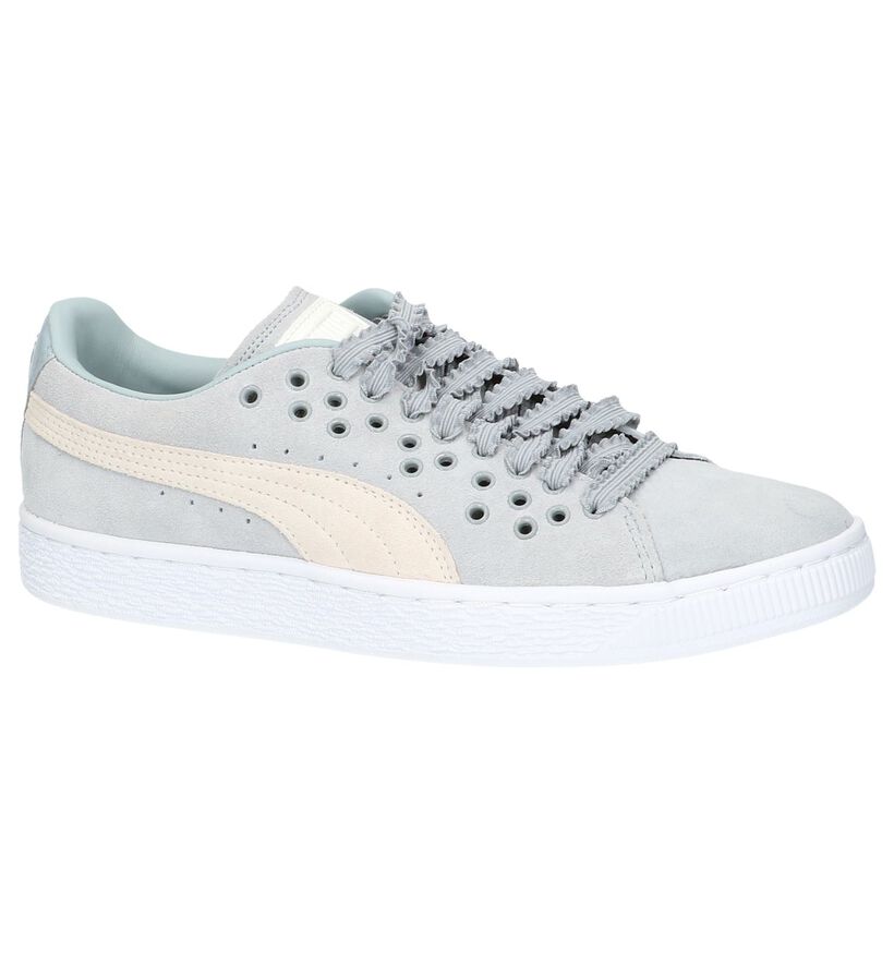 Lichtgrijze Puma Suede XL Lace Sneaker in daim (199467)