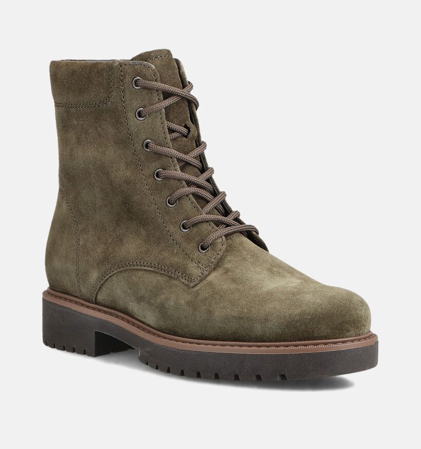Gabor Boots à lacets en Vert kaki pour femmes (363106) - pour semelles orthopédiques