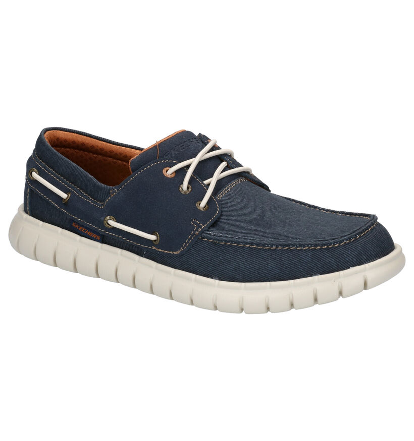 Skechers Blauwe Bootschoenen in stof (272811)