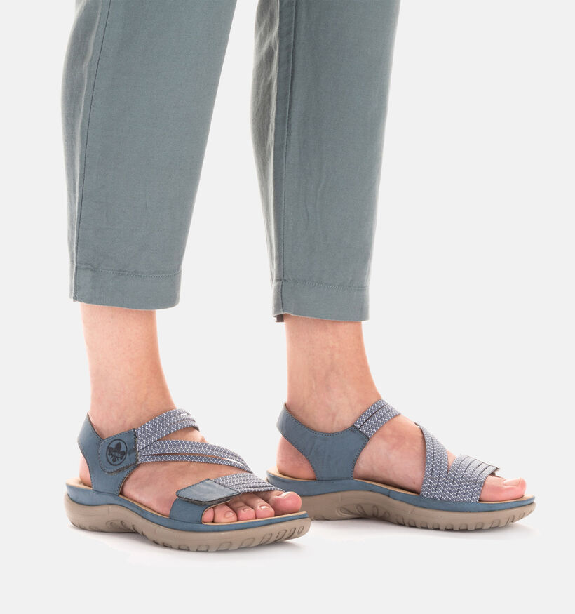 Rieker Sandales plates en Bleu pour femmes (354954)