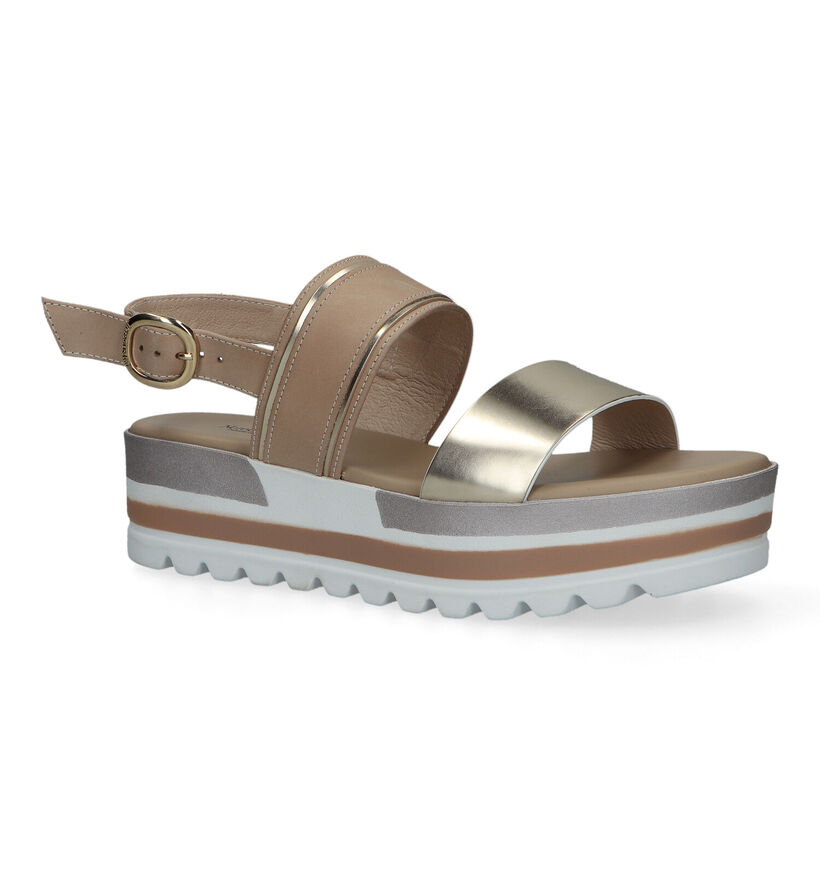 NeroGiardini Gouden Sandalen Met Plateauzool in leer (322716)