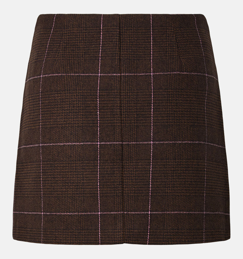 Pieces Amina Geruite Donkerbruine Mini-Rok voor dames (379323)