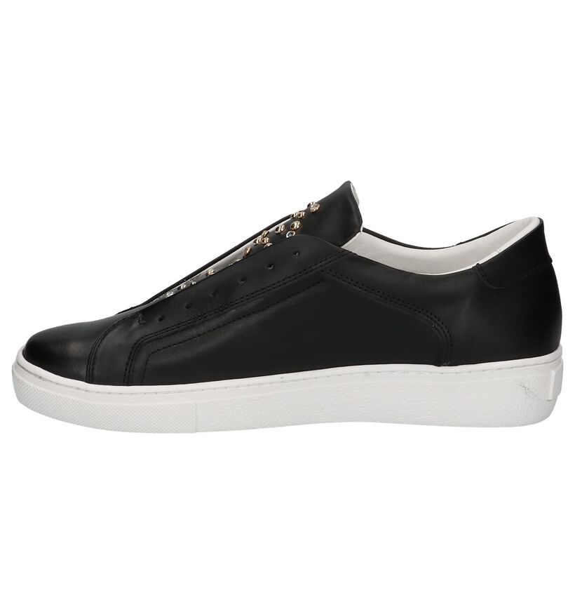Slip-on Sneakers Zwart met Studs Tosca Blu in leer (209017)