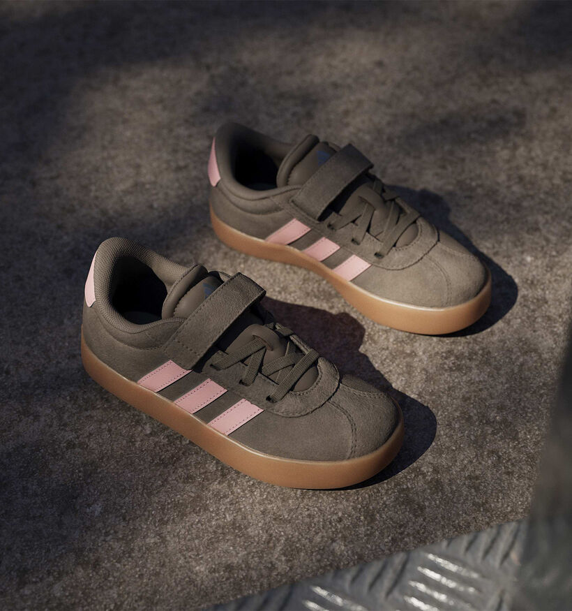 adidas VL Court 3.0 Bruine/Roze Sneakers voor meisjes (380627)