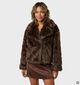 Laurent David Donkerbruine Fluffy Jas voor dames (382020)
