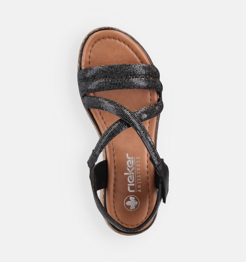 Rieker Zwarte Sandalen met sleehak voor dames (370429)