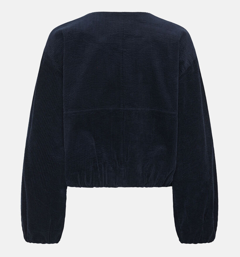 Culture Kalla Klay Manteau court Corduroy en Bleu fonc&eacute; pour femmes (377020)