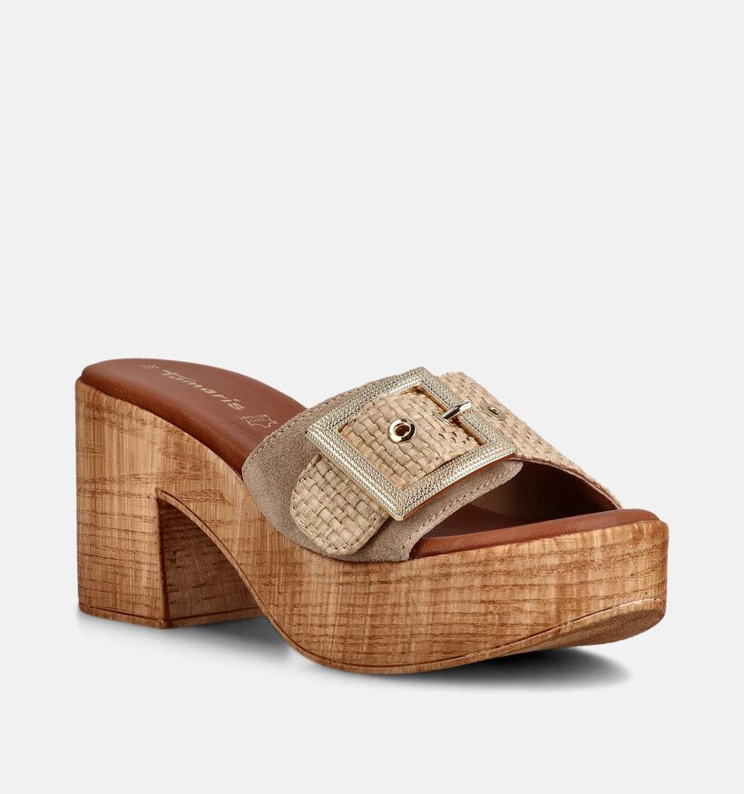 Tamaris Beige Slippers met Blokhak voor dames (373607)