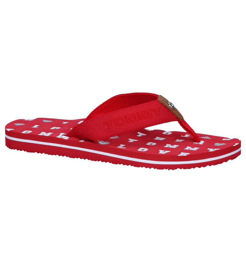 Rode Teenslippers Tommy Hilfiger Flat Beach in stof (242135)