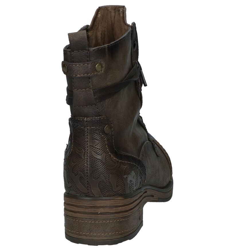 Donker Bruine Boots met Rits/Veter Mustang in kunstleer (231656)