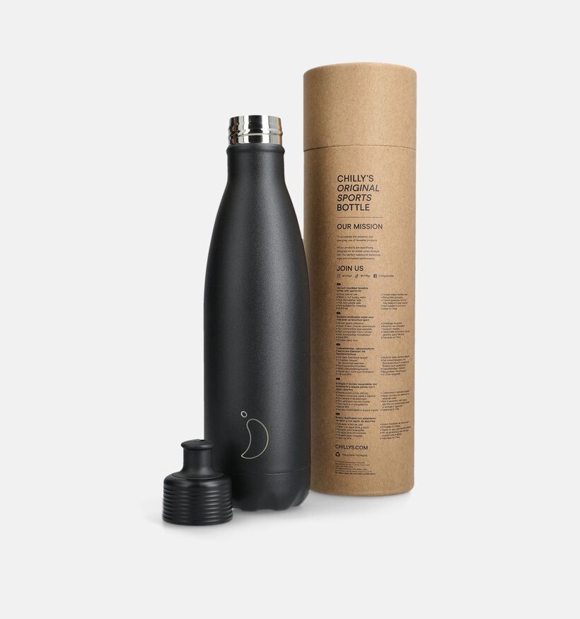 Chilly's Sport Zwarte Drinkfles 500ml voor dames, meisjes, heren, jongens (319679)